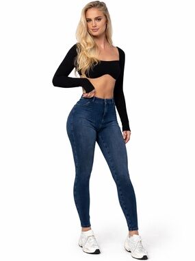 FITJEANS M Dark Blue Skinny Jeans 0443 medium fit jeans high rise
